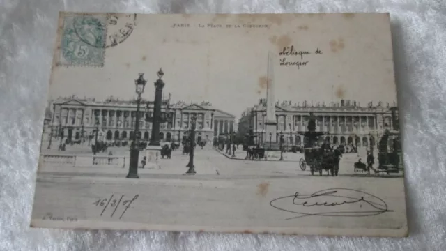 CPA carte postale Paris / La Place de la Concorde 1907 animée avec fiacre