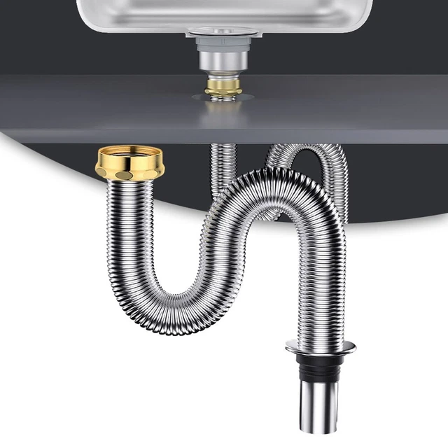 Tuyau Flexible De Trop-plein Doré Pour évier - Longueur Ajustable 23-53cm - Accessoire De Vidange