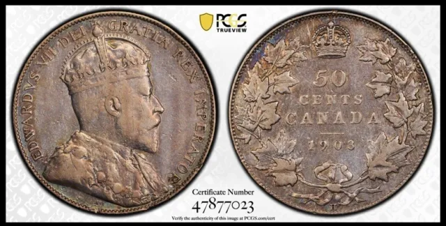 1903-H 50 Cents Canada PCGS XF40 Rare Beauty With Beautiful Patina