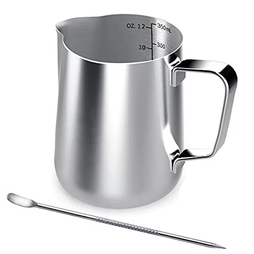 Pot à lait en acier inoxydable 350ml à main levée Café Pot à lait Lait Pichet...