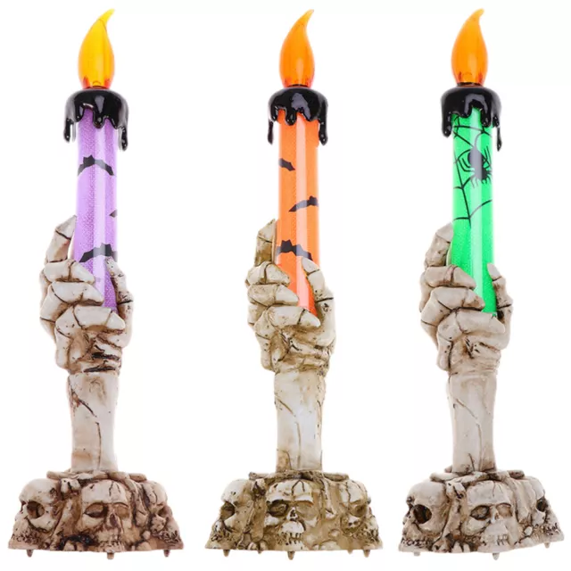 3 Pcs Candle Votive Candles with Skull Halloween Decor Room Light