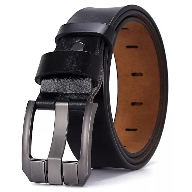 Men Women Real Leather Waist Belt Pin Buckle Wide Waistband Belt