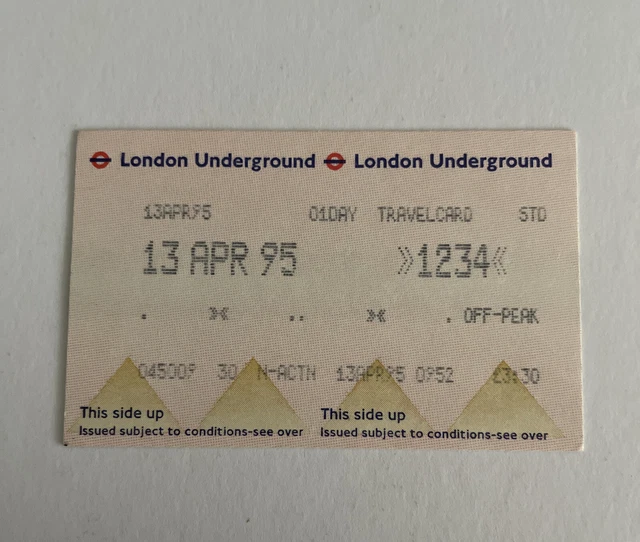 VINTAGE LONDON UNDERGROUND Tube Train Rail 1 Day Travelcard Ticket 28
