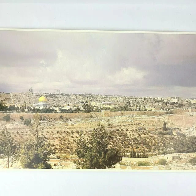 Vintage 1980s Holy Land Panoramic Map Jerusalem Mount of Olives Armenian Convent