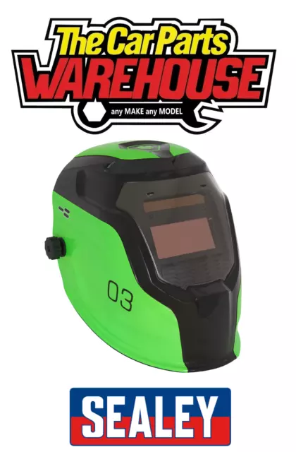 Sealey PWH3 Green Solar Power Auto Switching Darkening Welding Helmet Shade 9-13