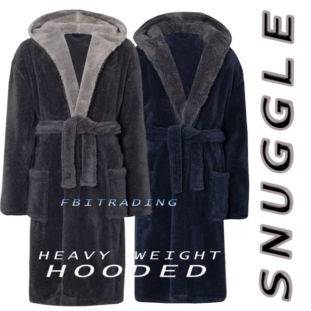 Mens GENTS  Dressing Gown Fleece  Hooded & non hooded -Lounge heavy weight