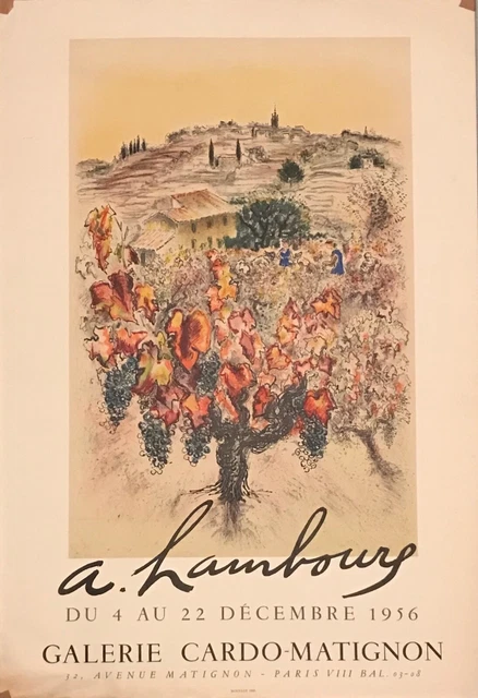 André Hambourg Affiche Litho Expo Cardo Matignon 1956 Imp Mourlot French Poster
