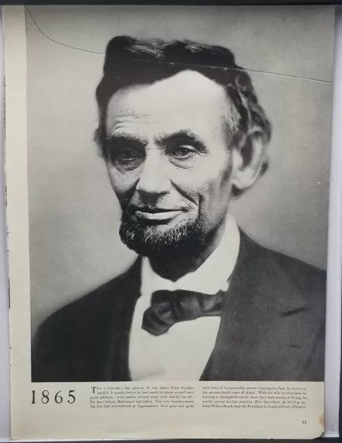 1942 Abraham Lincoln 1865 Portrait Last Picture Taken B4 Assasination Print Ad
