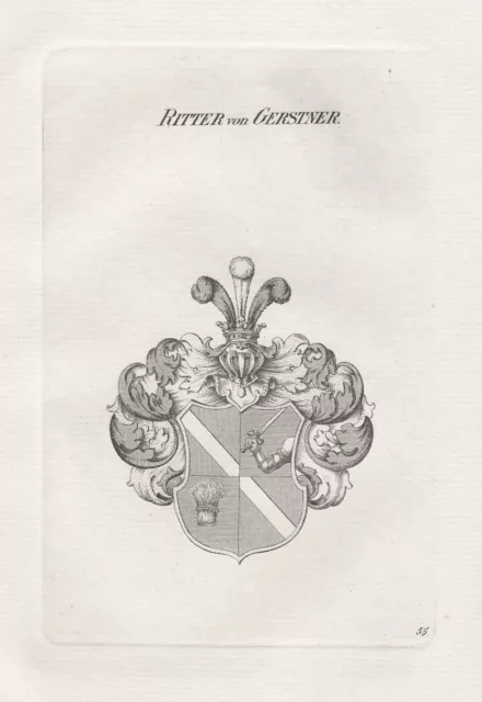 1830 Gerstner Wappen coat of arms Kupferstich engraving Heraldik heraldry