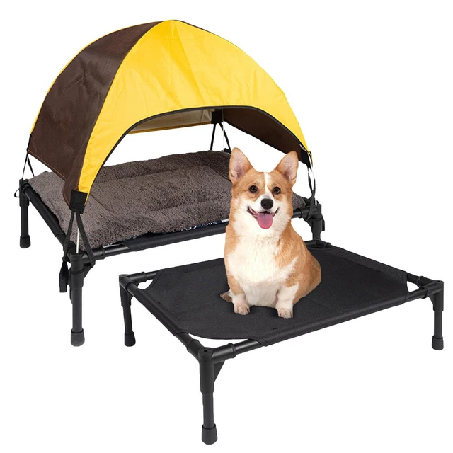 Dog Bed Foldable Elevated Dog Bed With Removable Canopy Portable Dogs Shade Tent