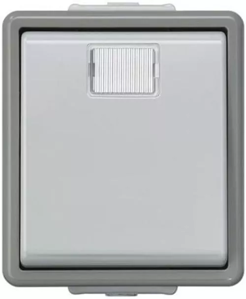 Grey 10 A Surface Mount Push Button Light Switch Dark Grey, 1 Way Clip In Gloss,
