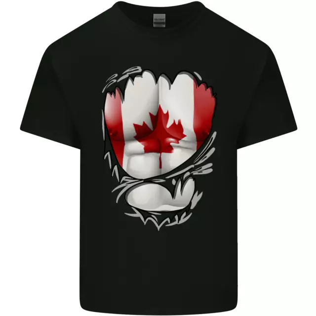 Gimnasio Canadiense Arce Hoja Bandera Músculos Canadá Algodón Hombre Camiseta De