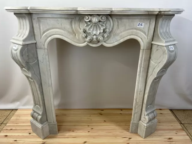 Antike Kaminumrandung Marmor Kamin Um 1880 Stil Louis Xv Weiss Muschel Massiv