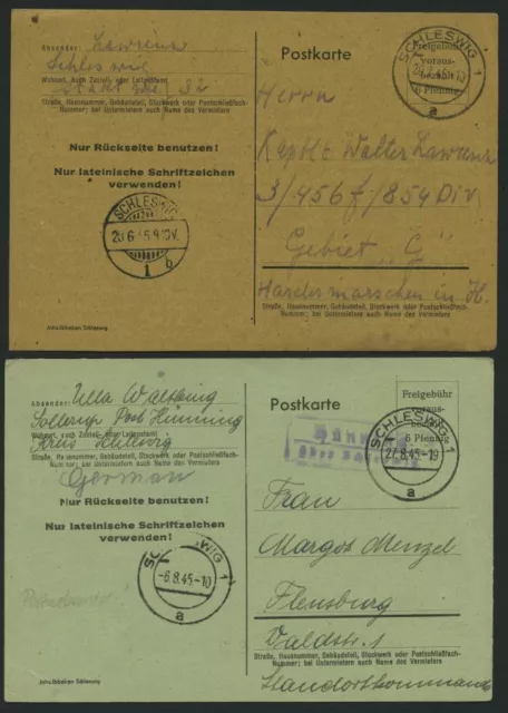 ALL. BES. AUFBRAUCHAUSGABEN 1945, 6 Pf. schwarz Type I, 4 Karten in 2