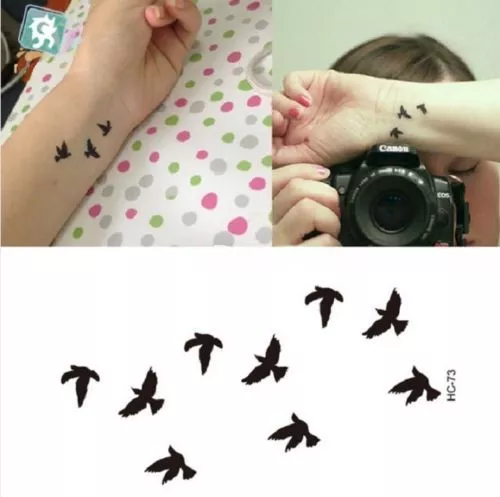 Idée cadeau beauté fashion tendance: Tatouages temporaires noirs petits oiseaux 2