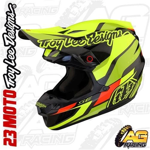 Troy Lee Designs 2023 Helm SE5 Carbon Omega schwarz Flo gelb Motocross MX