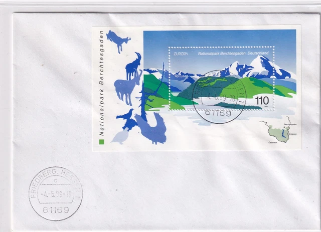 Deutschland  Bl.47 FDC CEPT NATIONAL PARK BERCHTESGADEN GEBIRGE NATUR LANDKARTE