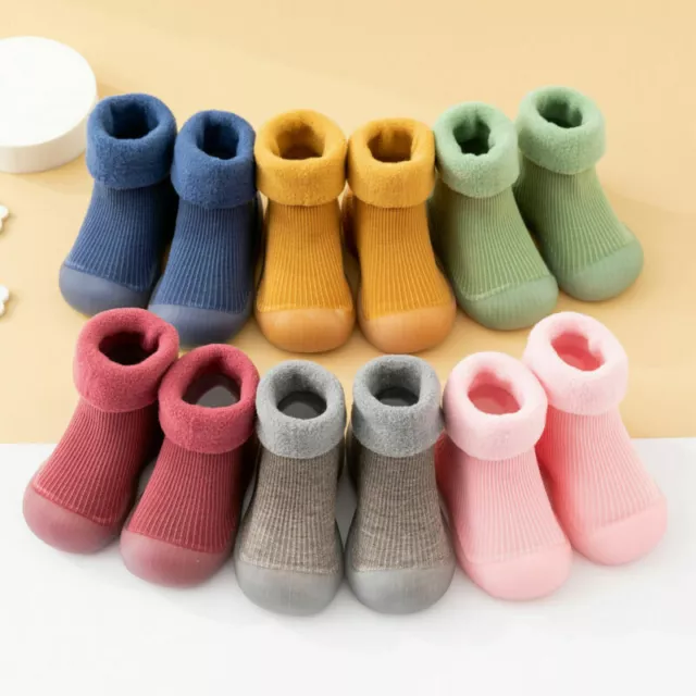 Kids Baby Girls Boys Toddler Anti-slip Slippers Socks Shoes Winter Warm Boots UK