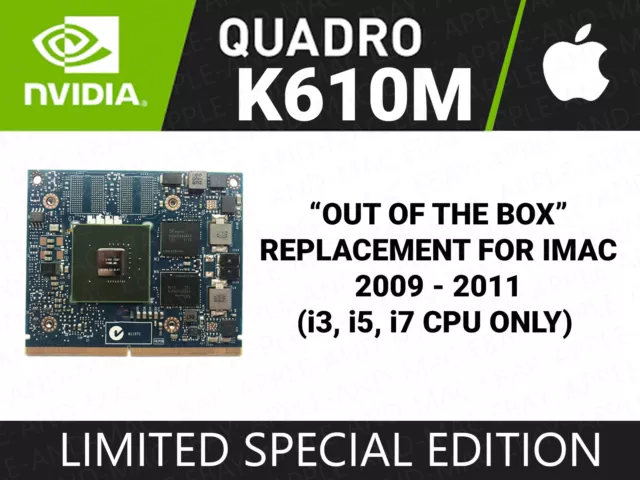 APPLE IMAC 2009 2010 2011 Nvidia Quadro K610M 1GB Graphics Card