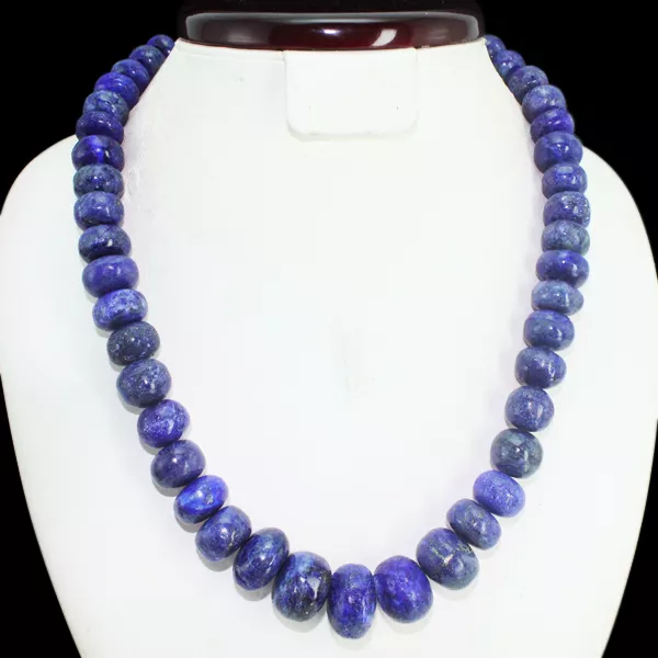 Top Quality 850.00 Cts Natural Lapis Lazuli With Gold Flakes Beads Necklace (Dg)