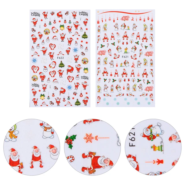 6 hojas niño regalo de Navidad parche Navidad Nail art calcomanías