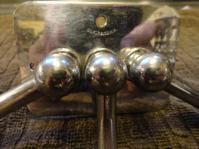 Antique Vintage Nickel Brass Double Cup Holder Old Bathroom Fixture 2