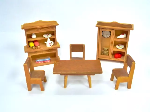 Vintage Dollhouse Dining Room Wooden Furniture Set - B78 G848