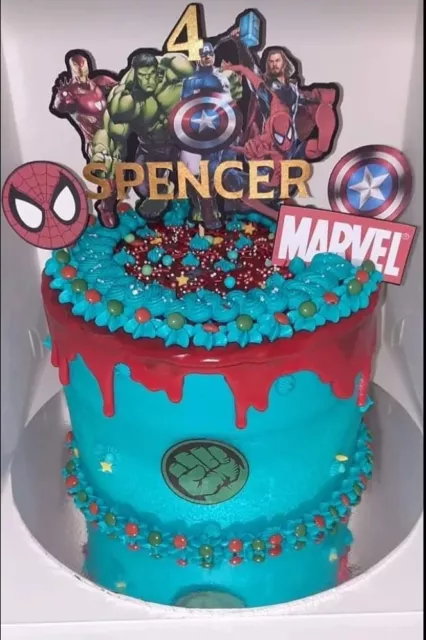 Personalsed Marvel Cake Topper. Birthday Cake Decor Name,age Avengers