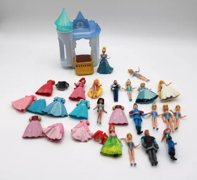 Disney Princess Polly Pocket Magic Clip & Rubber Dress Lot Mattel