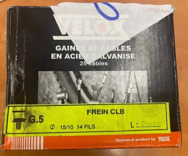 Câble de dérailleur Velox en acier galvanisé 2m25 G5 15/10 14 fils.