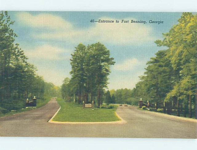 Linen ENTRANCE TO THE FORT Fort Benning - Columbus Georgia GA AF8344@