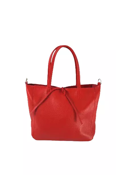 Shopper Umhängetasche Schultertasche Handtasche Echt Leder Italy Rot Damen