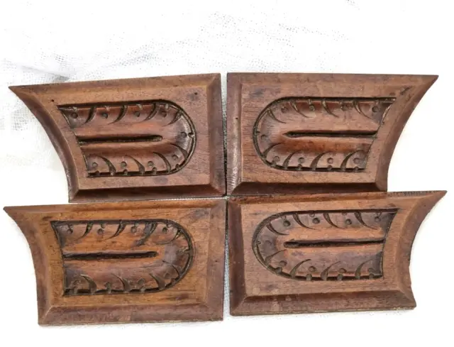 4 wood carving pediment crest 5"5 - French antique architectural salvage