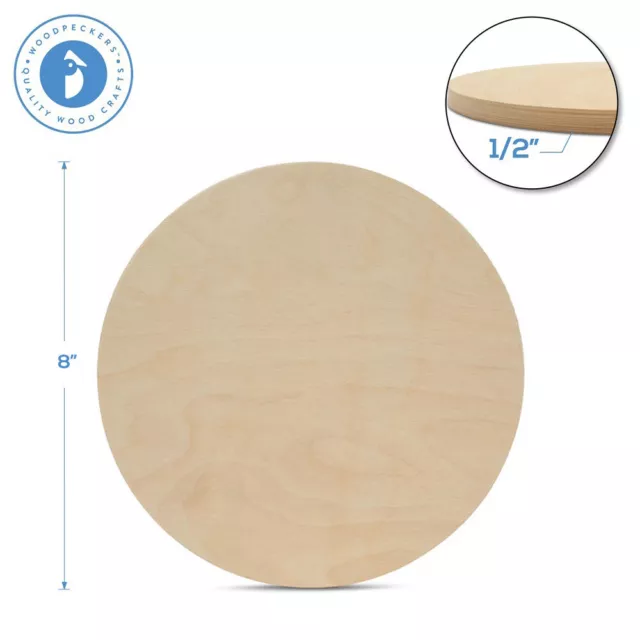 Wood Circles 8 inch 1/2 inch Thick, Unfinished Birch Craft Rounds | Woodpeckers 2