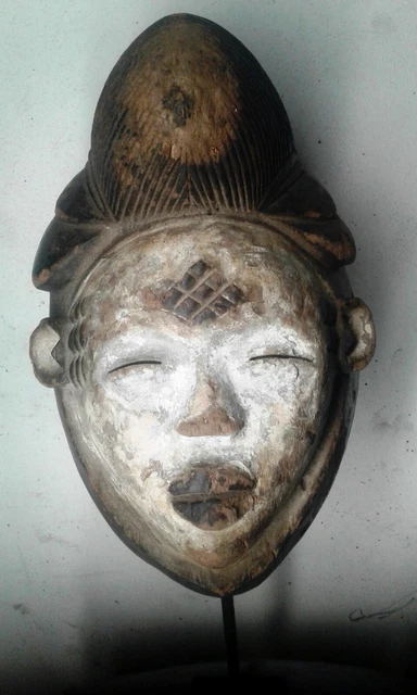 Art africain/Africa art/Tribal art:Masque-Statue Punu du Gabon  34 cm