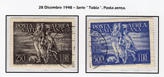 VATICANO - 1948 - Posta Aerea "Arcangelo e Tobiolo" firmati - 2 Valori - Usati