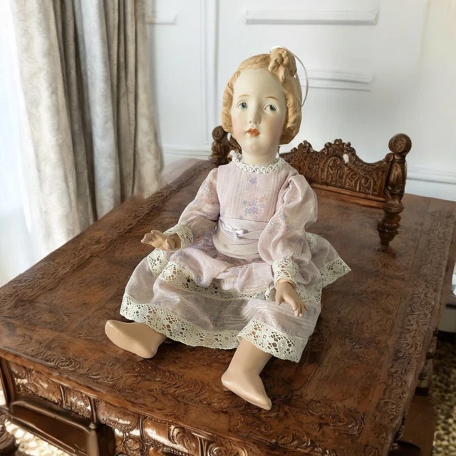 heubach Fille yeux verre 36 cm ,Poupée Reproduction Antique