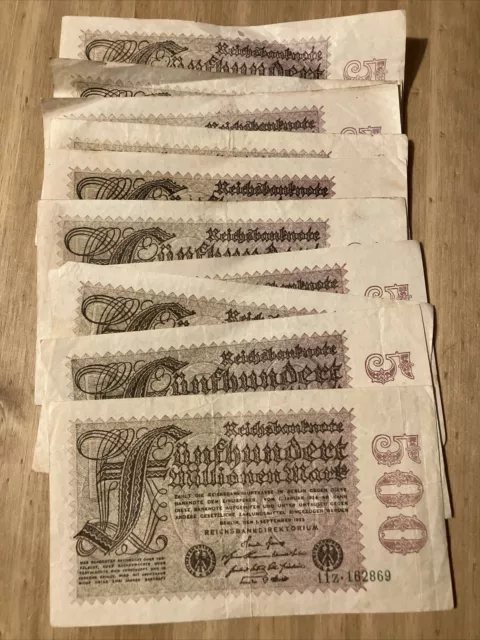 Lot Of 10 X Germany Banknotes. 10 X 500 Million Mark. Dated 1923. P110.