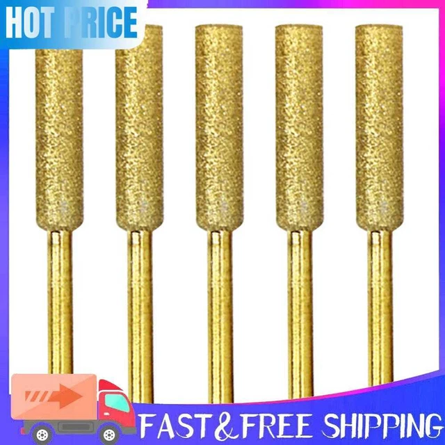 5pcs/Set Diamond Coated Grinding File Stone Heads Drill Bit (5.5mm Gold)