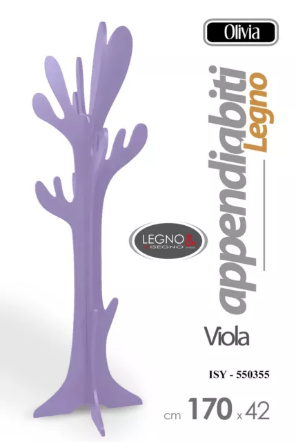 Appendiabiti Albero 170*42 Verticale Attaccapanni Da Terra Legno Piantana Viola