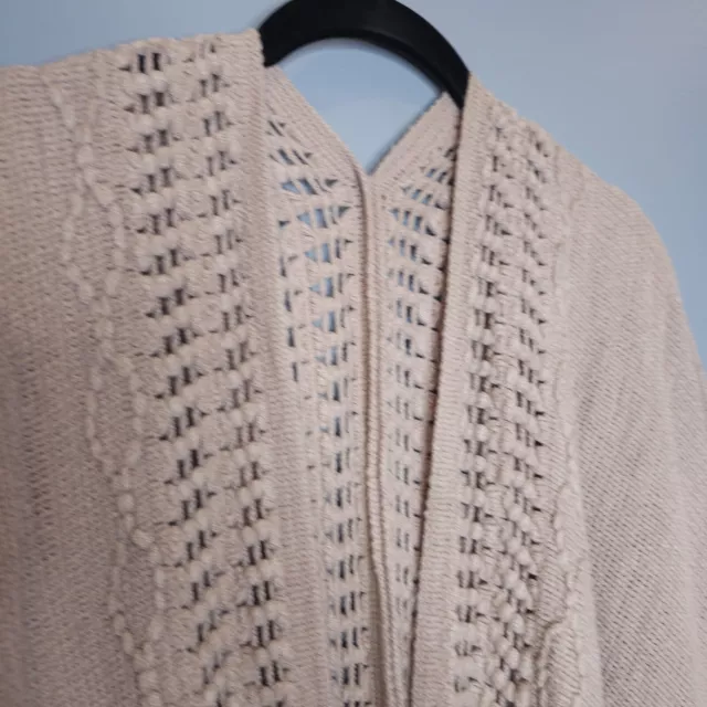Boho Kimono One Size Gray Tassel Fringe Open Front Knit Sweater Wrap Boutique 3