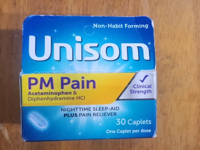 Ayuda para dormir nocturna Unisom PM para el dolor + analgésico 30 cápsulas - caducidad 10-2024
