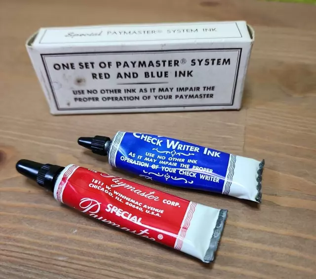 VTG 1950s Special PayMaster System Check Writer Red & Blue Ink One Set Excellent