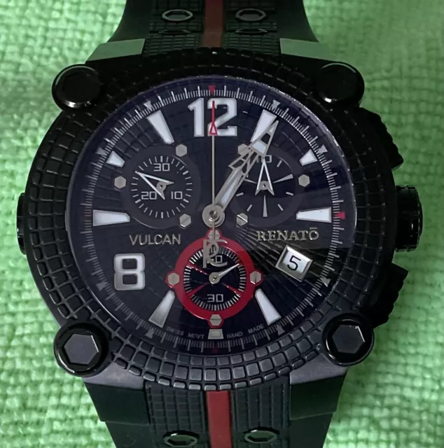 Renato Vulcan Mens watch swiss made rubber strap