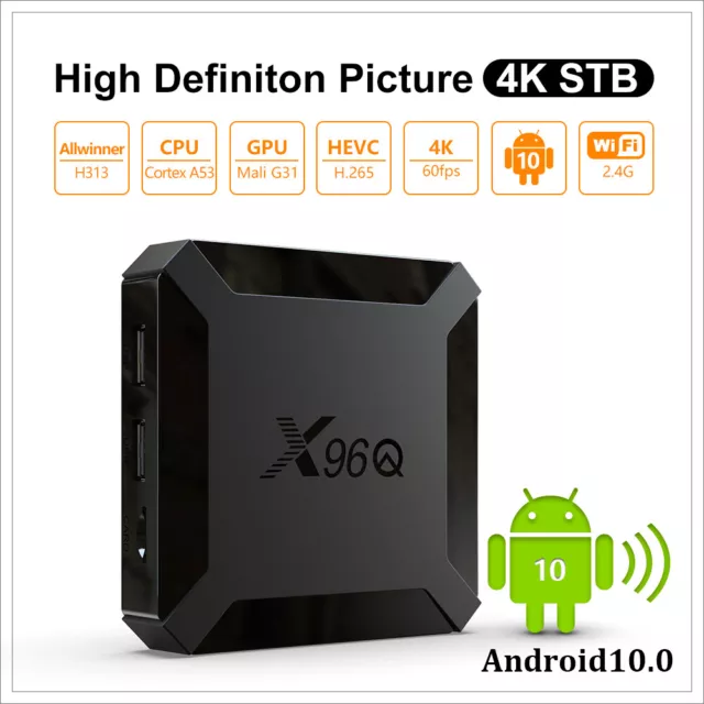 Android 10.0 OS X96Q UK Smart TV BOX WIFI Allwinner 4K 3D Media Player Quad Core