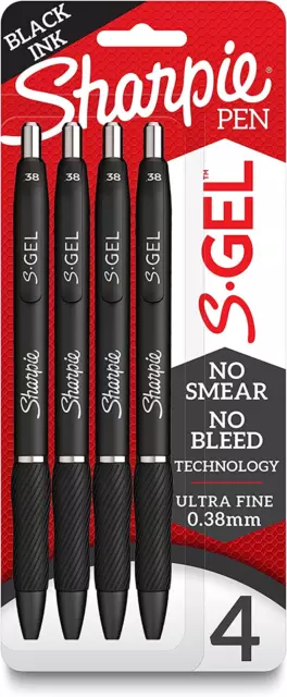 Sharpie S-Gel, Gel Pens, Ultra Fine Point (0.38Mm), Black, 4 Count Sharpie S-Gel, Gel Pens, Ultra Fine Point (0.38Mm), Black, 4 Count