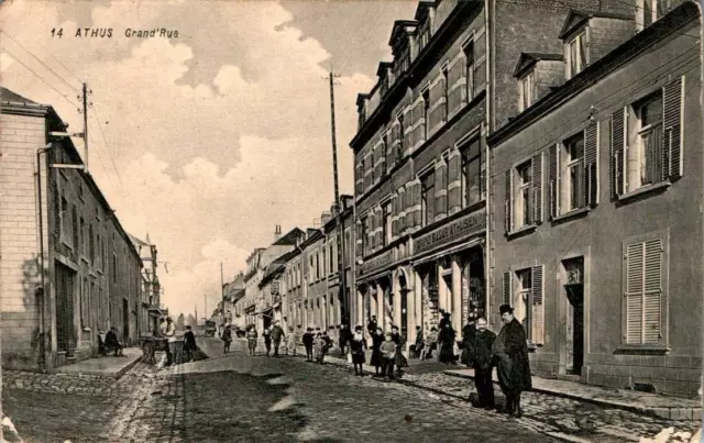 AK GRUß AUS BELGIEN AUBANGE ATHUS GRAND ´RUE UM 1910