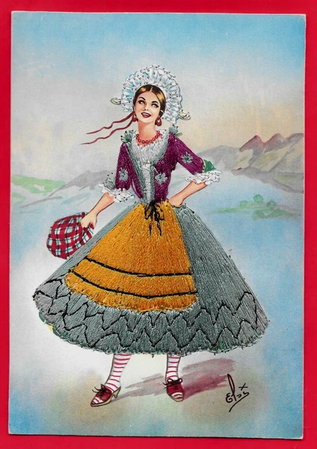 Lombardia   - Costume Regionale - Cartolina Ricamata