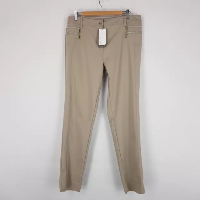 W Lane Womens Size 12 Beige Straight Leg Pants Zip Hip Features Brand New Tags