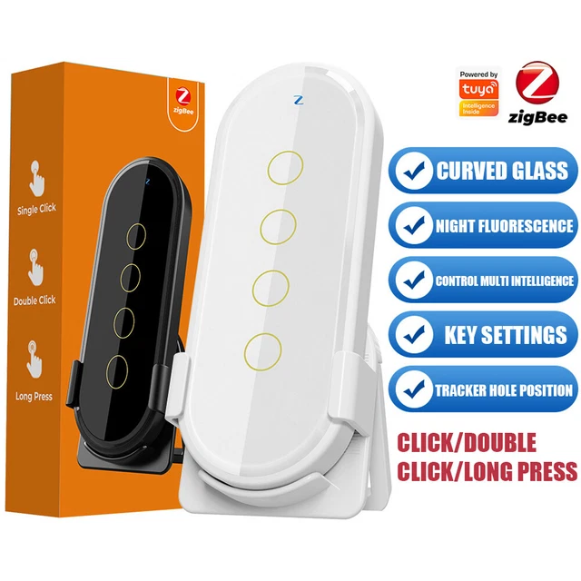 Tuya ZigBee Wireless Smart Home Switch 4 Gang 12 Scene Touch Light Switch App